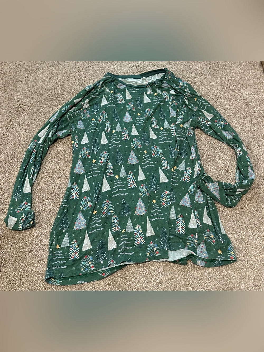 Little Sleepies XXL Green Holiday Twinkling Tree Print Pajama Top Long Sleeved